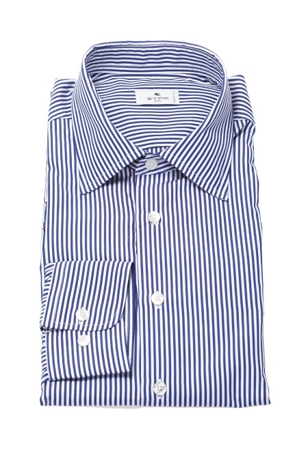 Shop ETRO  Shirt: Etro narrow striped cotton shirt.
Double button cuffs.
Semi open collar.
Composition: 100% Cotton.
Made in Italy.. 1K526 8780-0200BLU